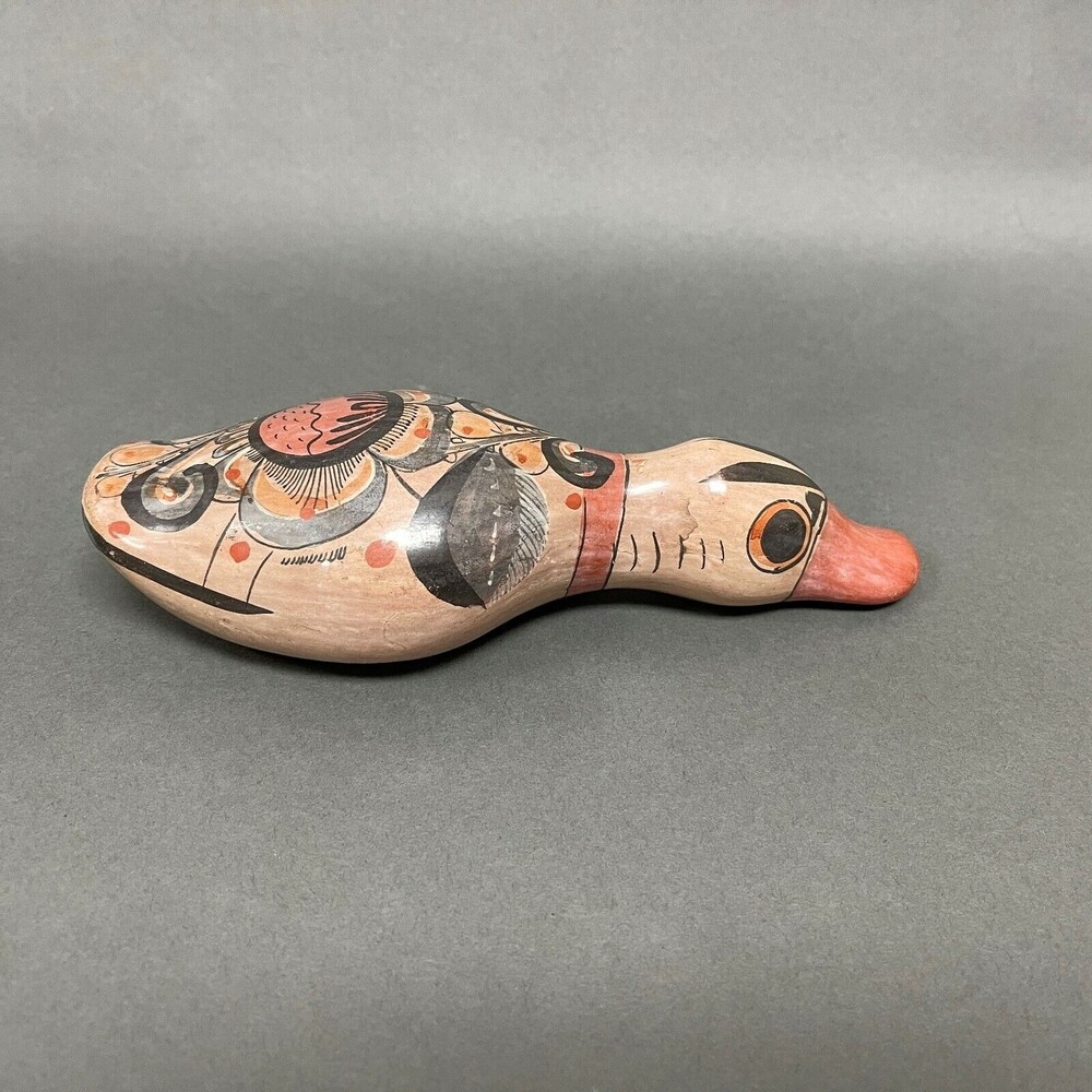 Duck Bird Figure Pottery Mexico? 8 1/2" Brown